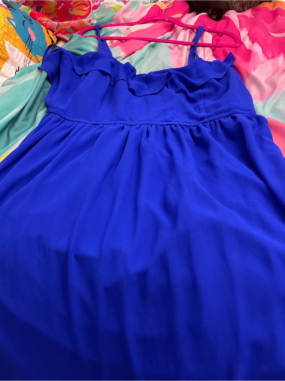 torrid Cobalt Blue Ruffle-Trim Spaghetti Strap Dress